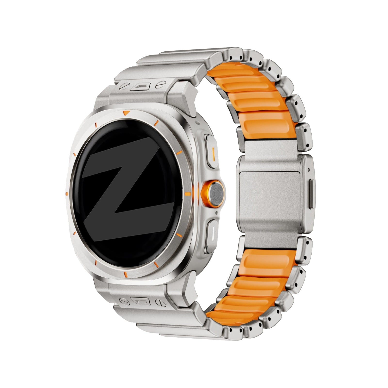 Bandz Samsung Galaxy Watch Ultra 2 titanium band 'Hybrid' (titanium/oranje)