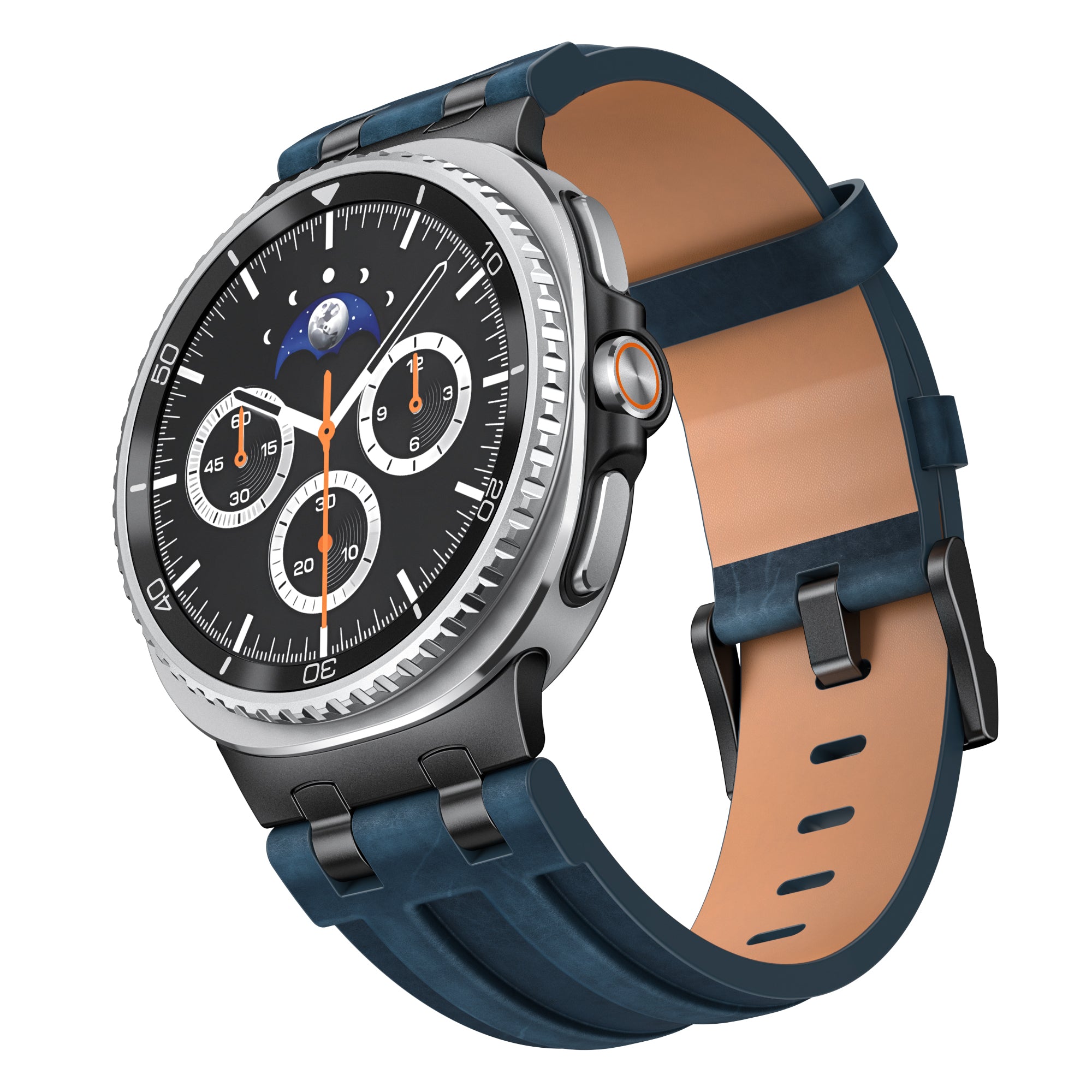 Samsung Galaxy Watch 8 Classic Solid Leather Strap (Dark Blue)