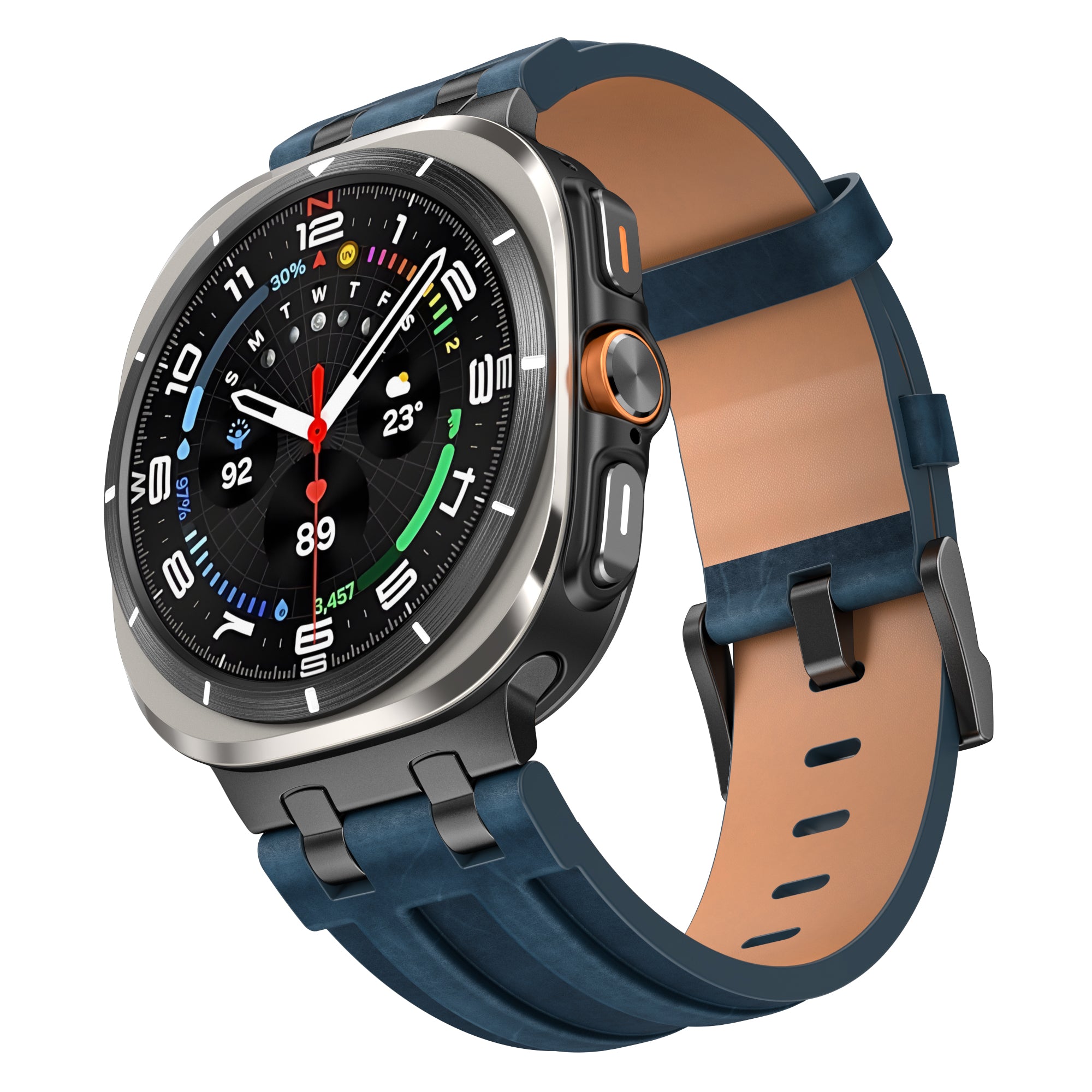 Samsung Galaxy Watch Ultra solide lederen band (donkerblauw)