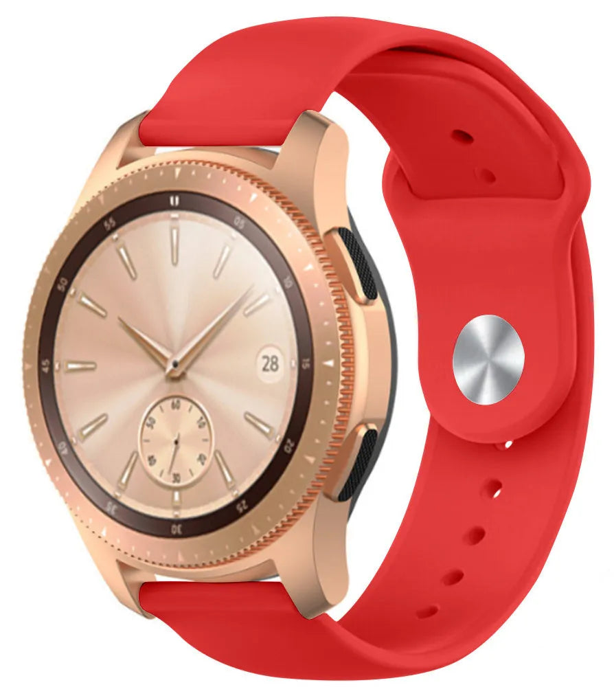 Silicone Sport Strap, red, on a watch, 3/4 front view