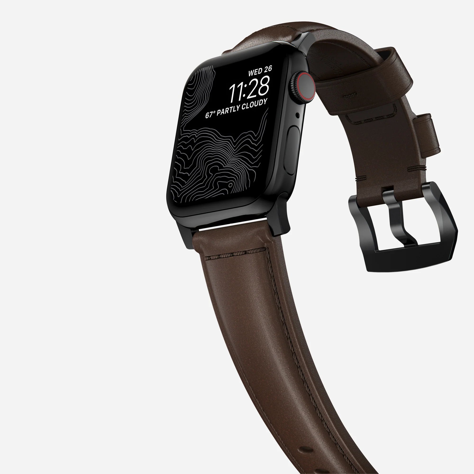 Nomad Traditional Apple Watch leren bandje (bruin/zwart)
