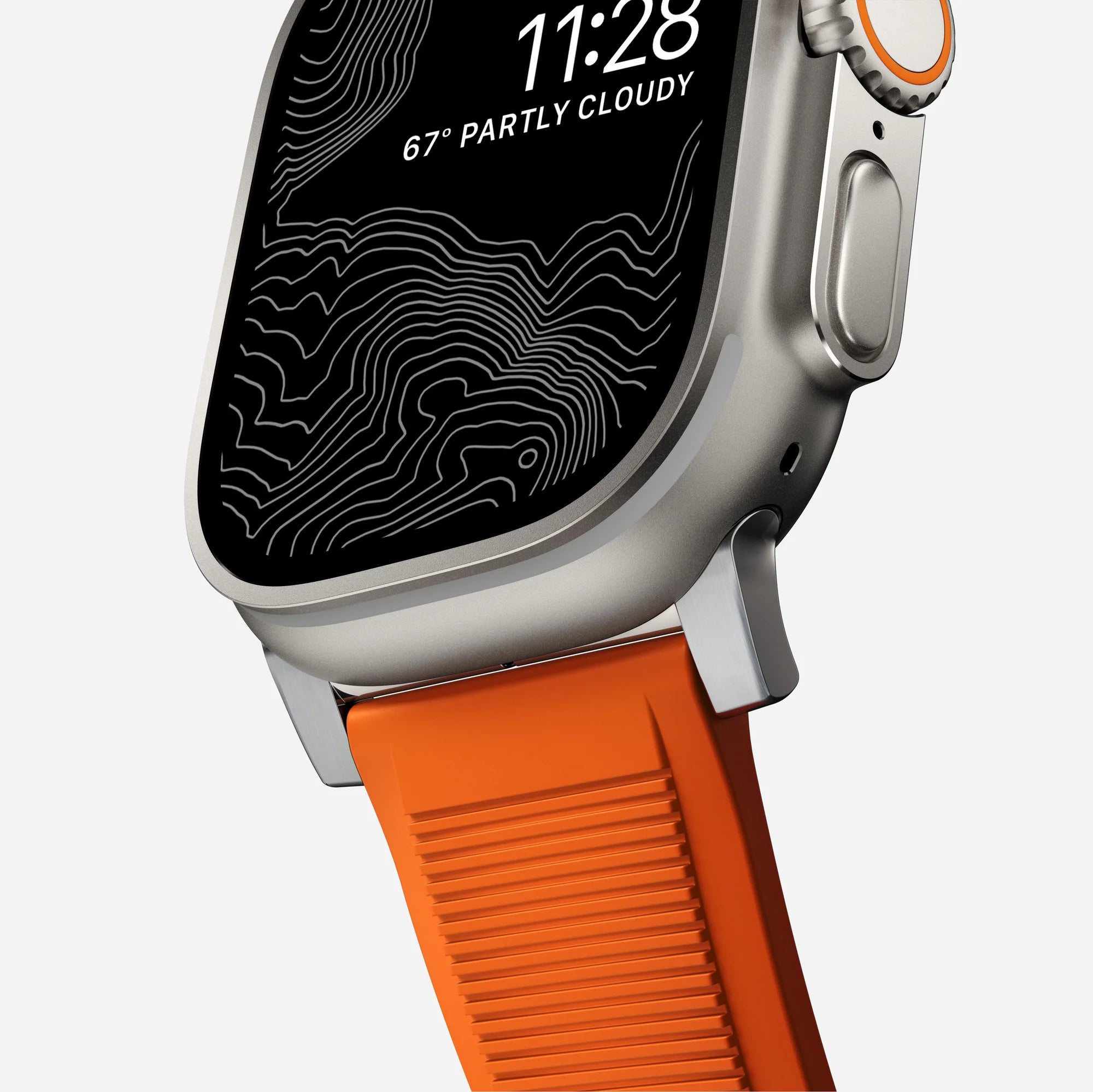 Nomad Rugged Apple Watch siliconen bandje zilver/ultra orange)