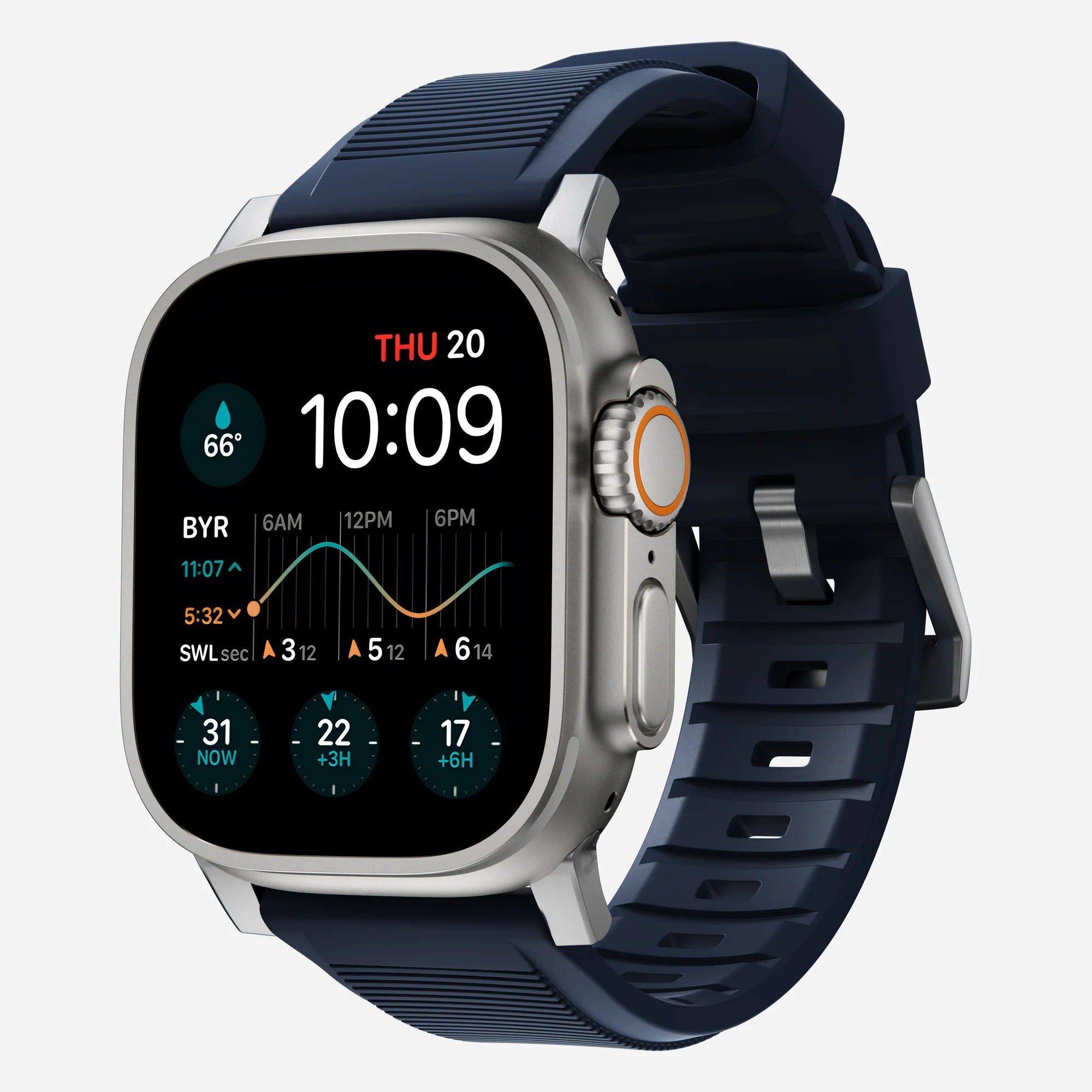 Nomad Rugged Apple Watch siliconen bandje zilver/atlantic blue)