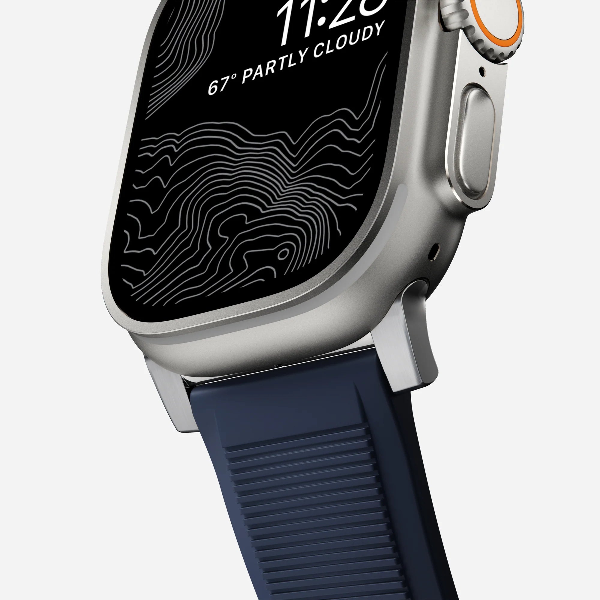 Nomad Rugged Apple Watch siliconen bandje zilver/atlantic blue)
