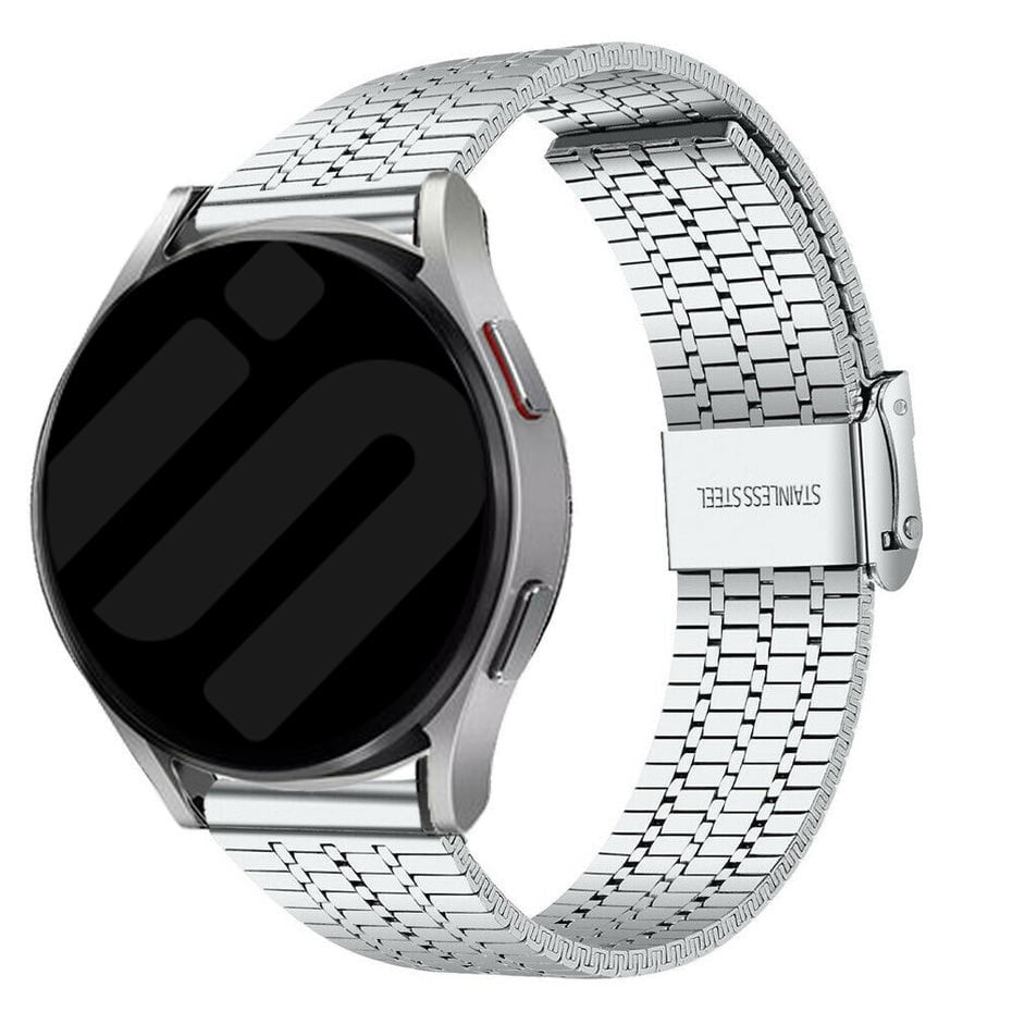 Fine Steel Strap, silver, on a watch, 3/4 front view