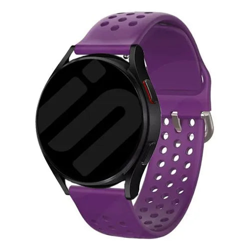 Breathable Silicone Strap, purple, on a watch, 3/4 front view