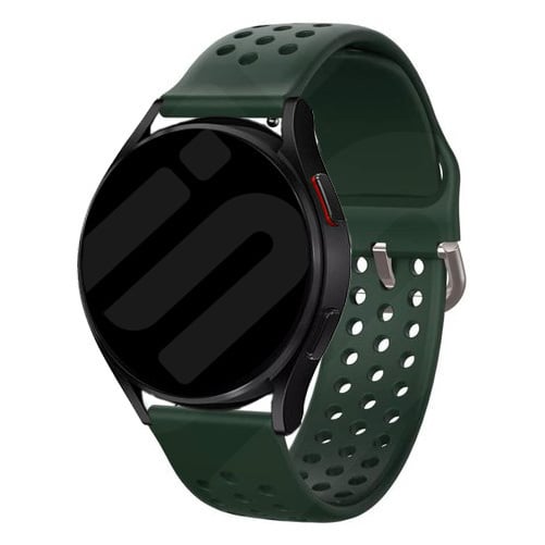 Breathable Silicone Strap, army green, on a watch, 3/4 front view