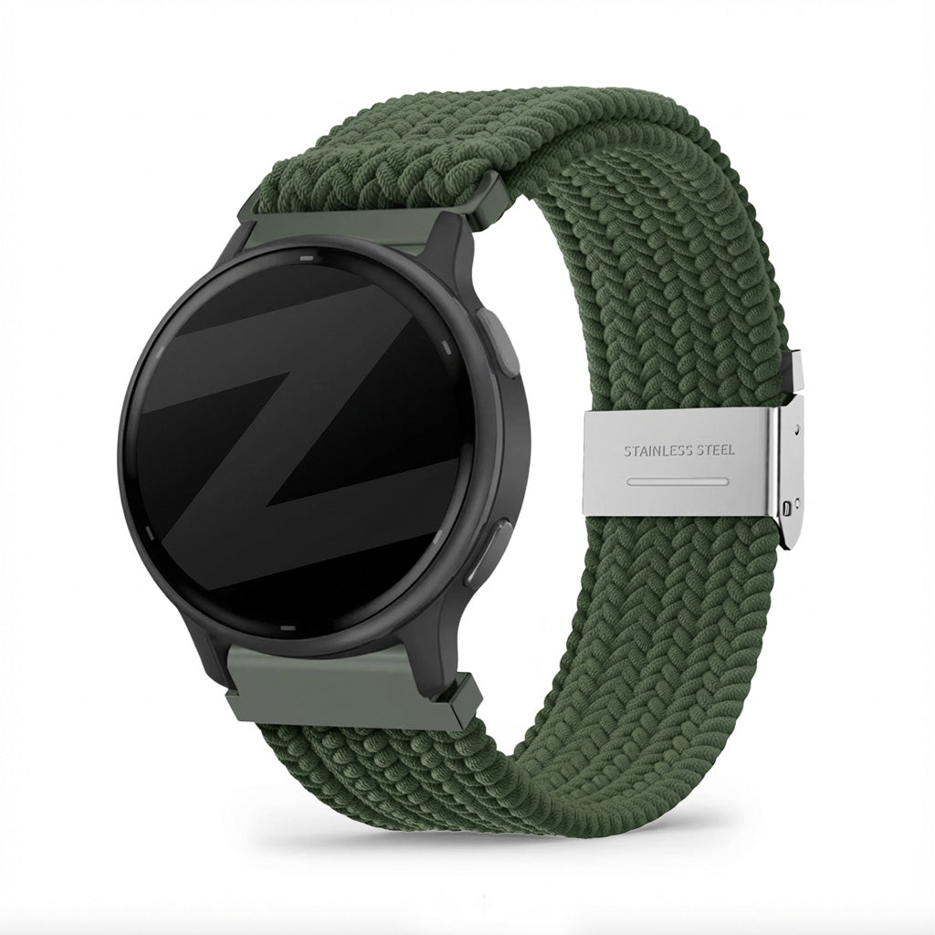 Bandz Garmin Vivoactive 5 gevlochten nylon band (olijfgroen)