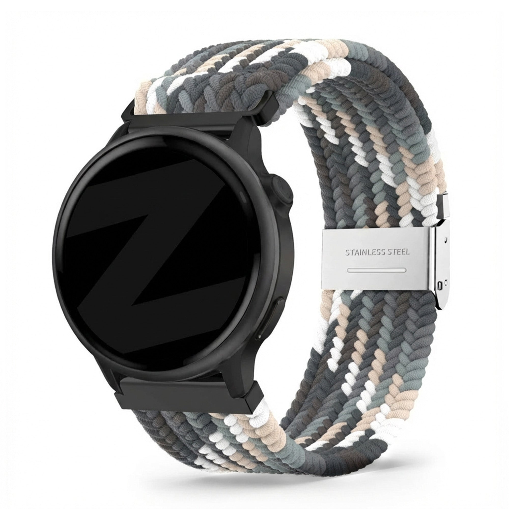Bandz Garmin Vivoactive 6 gevlochten nylon band (zwart mix)