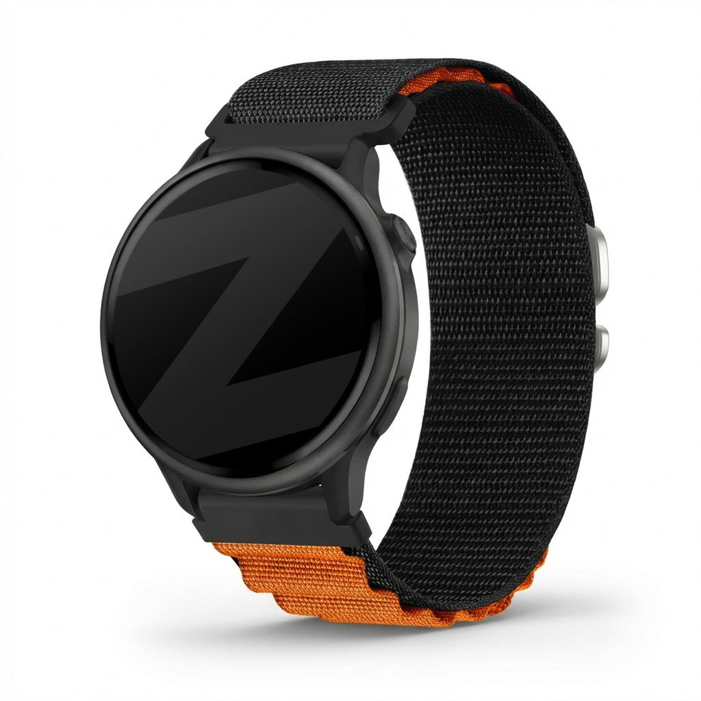 Bandz Garmin Vivoactive 6 Alpine nylon band (zwart/oranje)