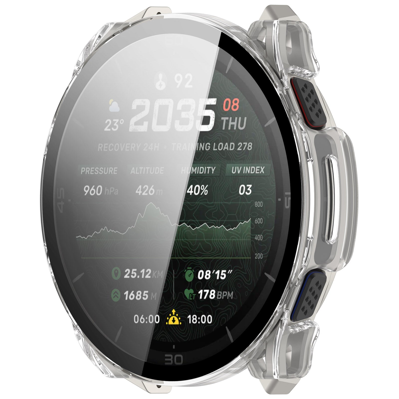Amazfit Cheetah 2 Ultra hard case met glas (transparant)