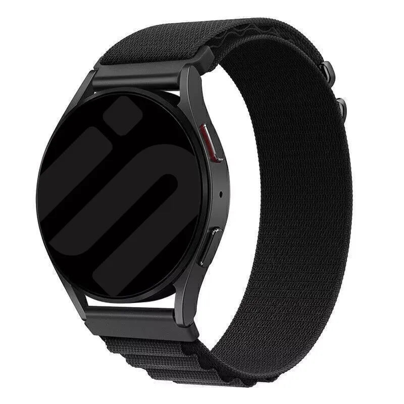Alpine Nylon Strap, black, on a watch, 3/4 front view