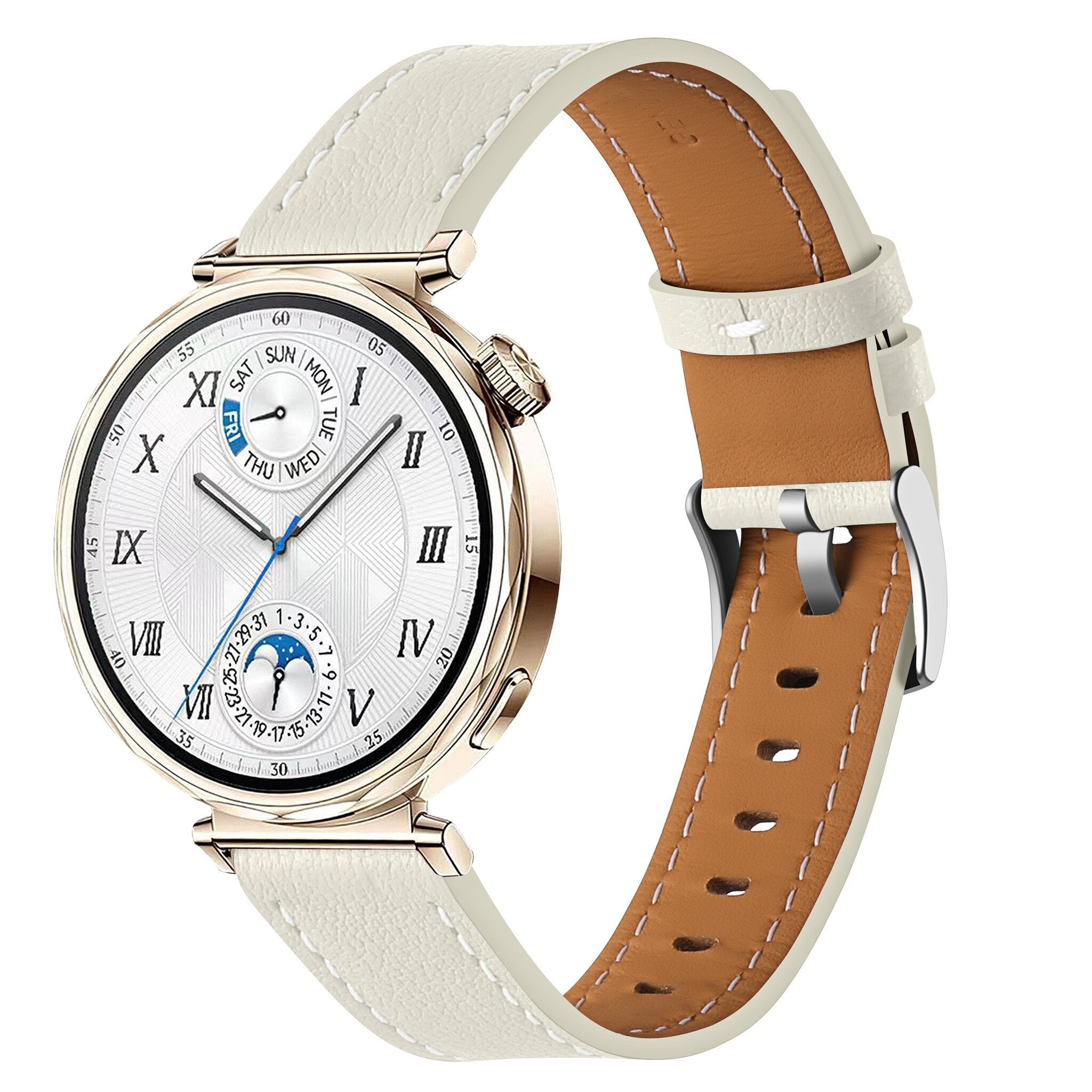 Huawei Watch 5 - 42mm 'one push' leren bandje (beige)