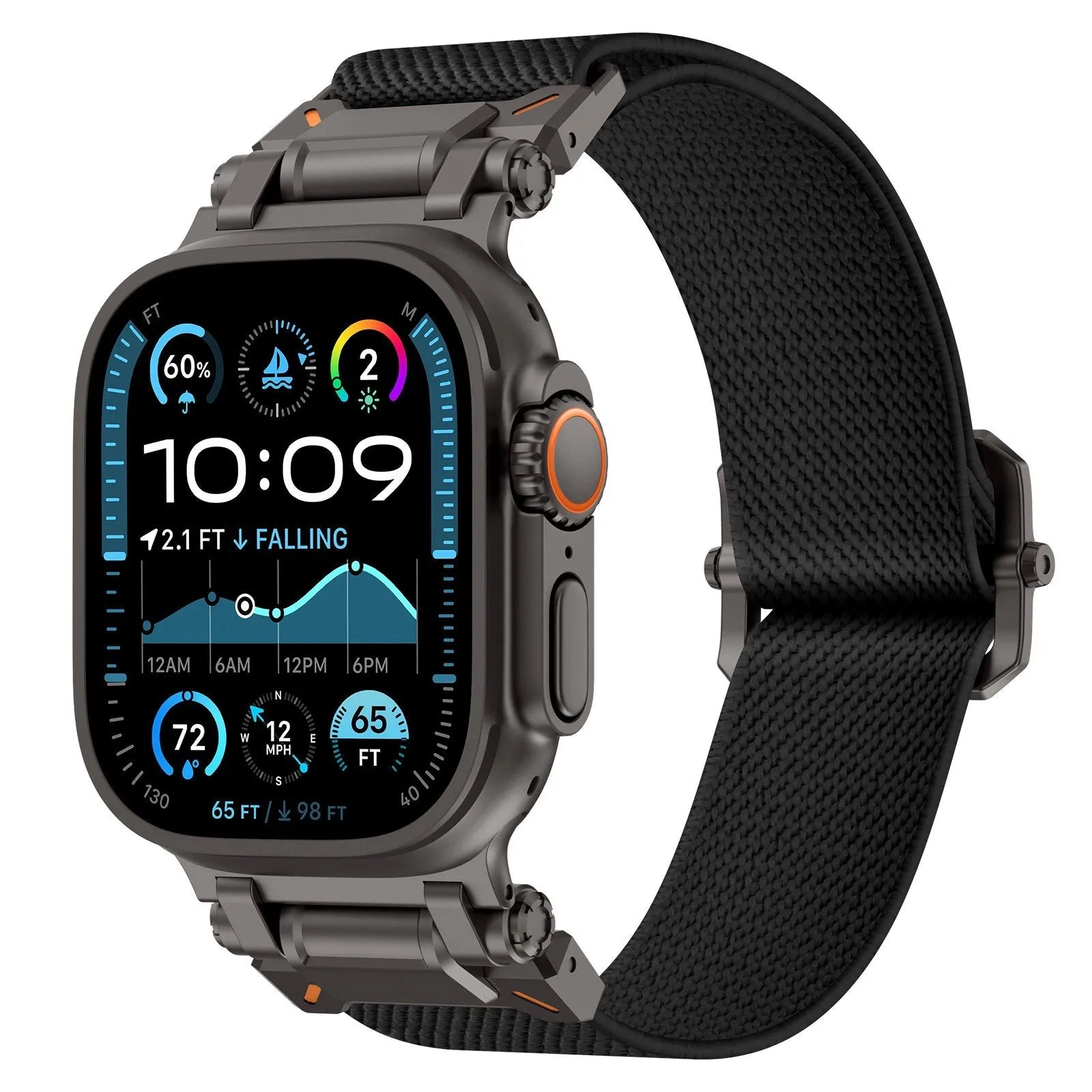 Apple Watch 'Explorer' polyester band (zwart met zwart)