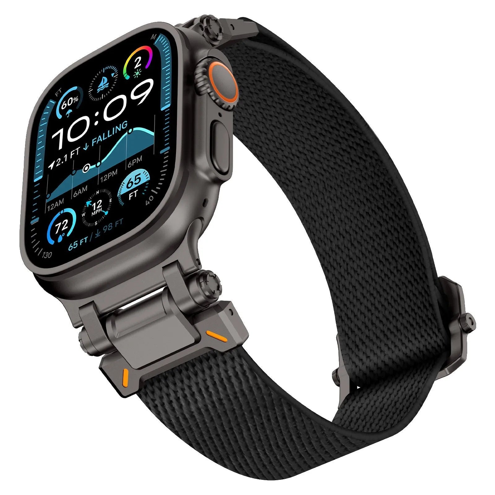 Apple Watch 'Explorer' polyester band (zwart met zwart)