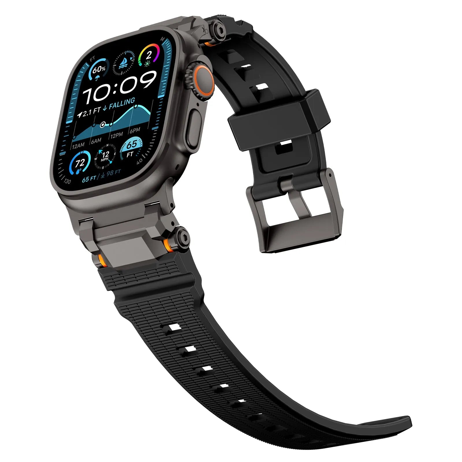 Apple Watch 'Adventurer' siliconen band (zwart met zwart)