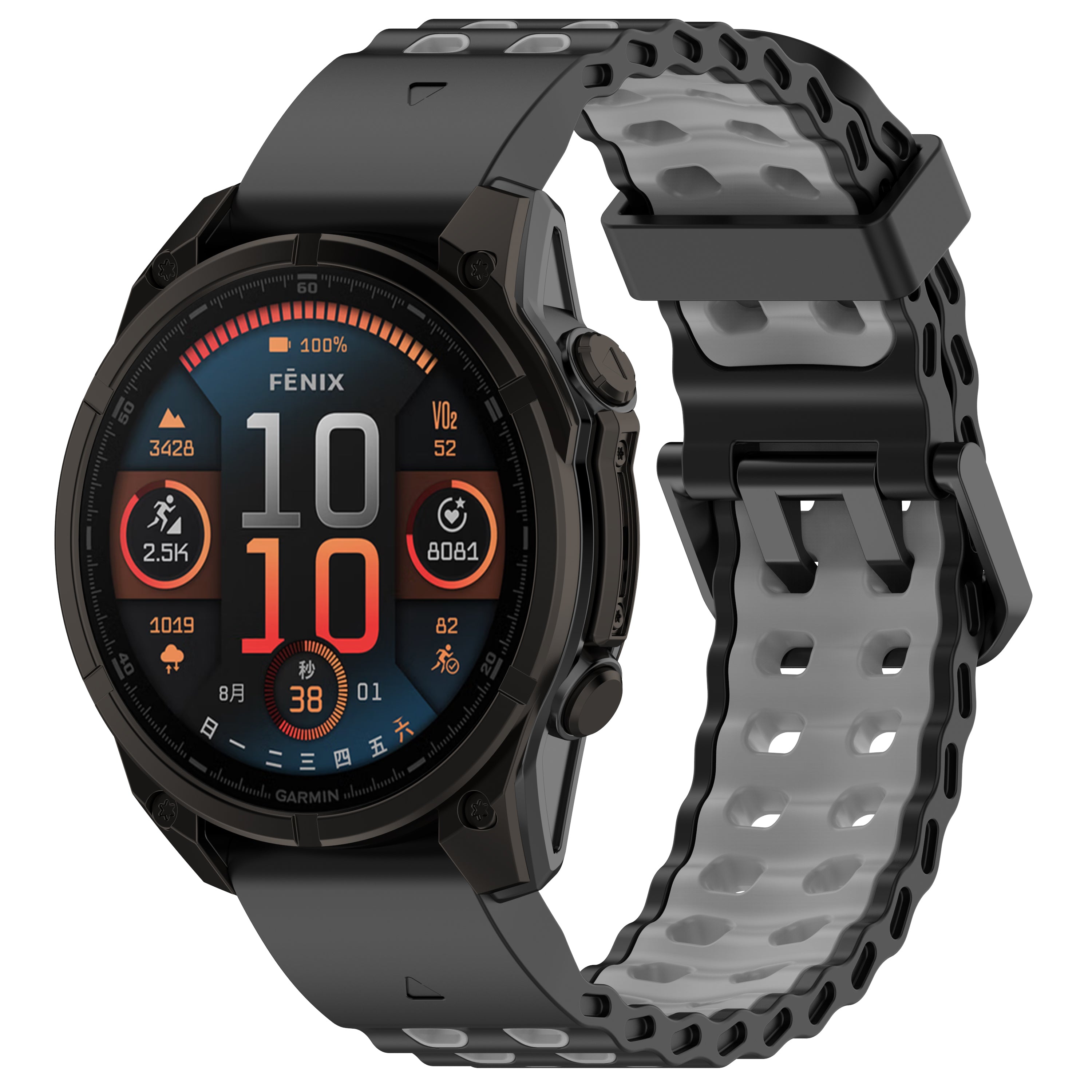 Garmin Tactix 7 Pro wave sport band (zwart/grijs)
