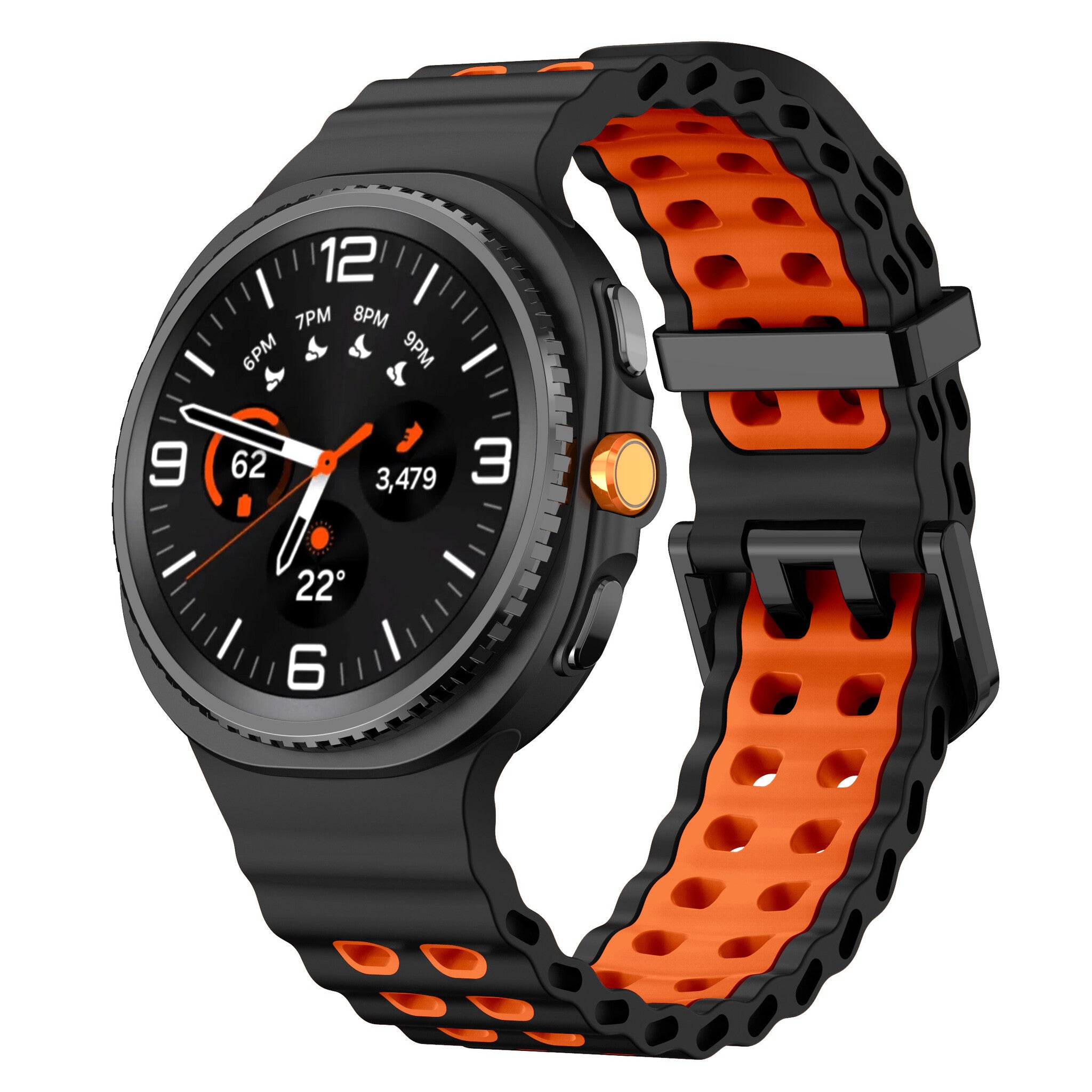 Samsung Galaxy Watch 9 - 44mm Ocean bandje (zwart/oranje)