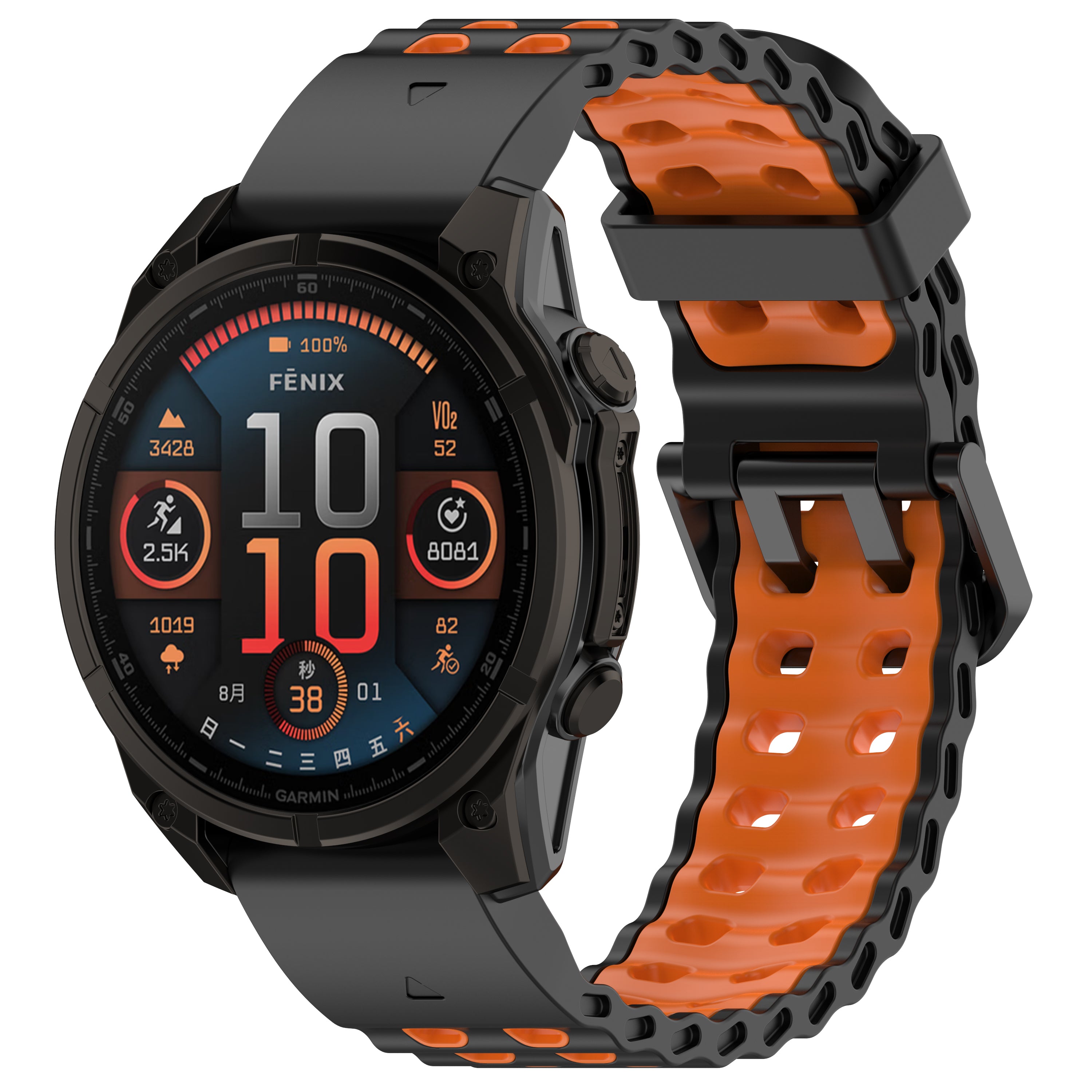 Garmin Tactix 7 Pro wave sport band (zwart/oranje)