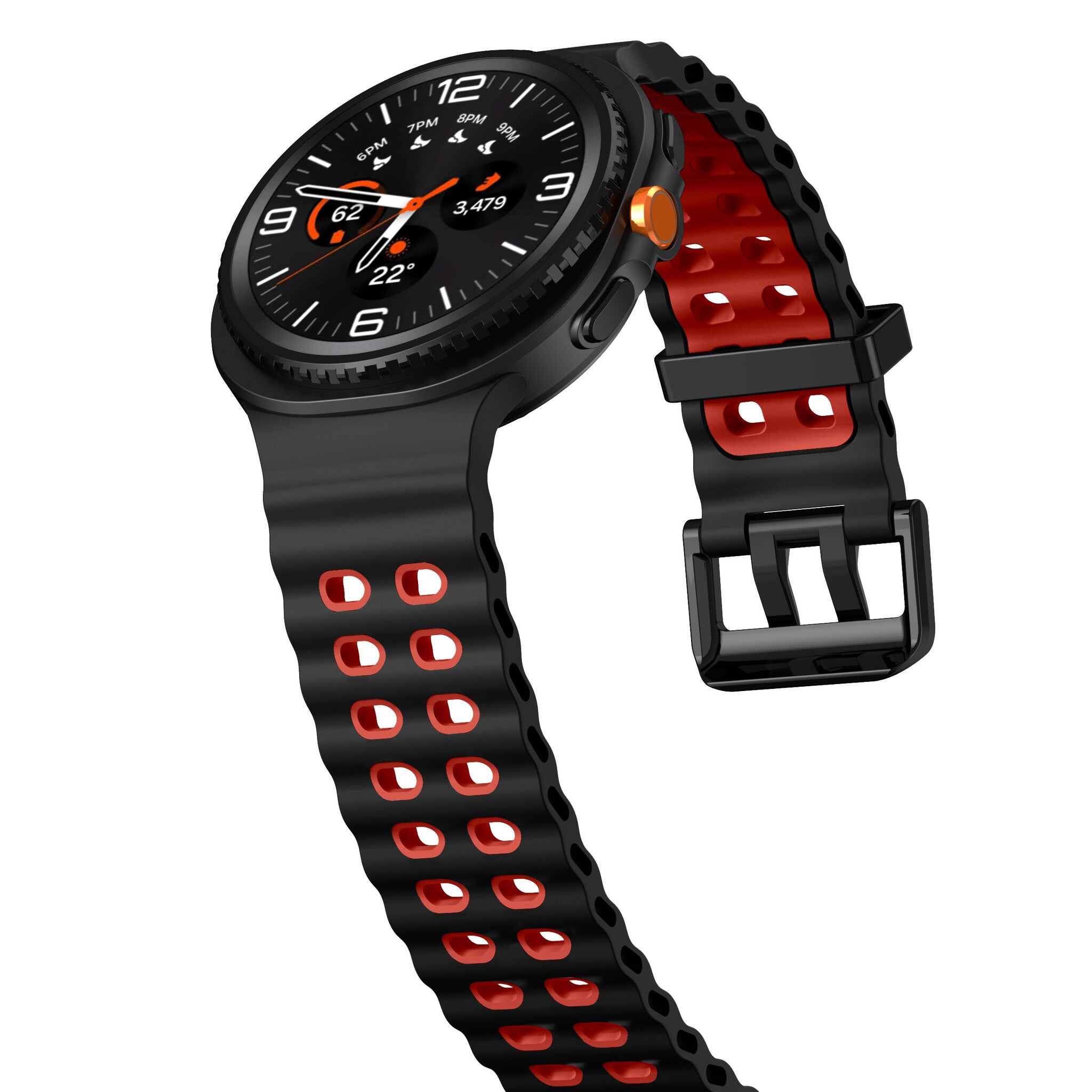 Samsung Galaxy Watch 9 - 44mm Ocean bandje (zwart/rood)