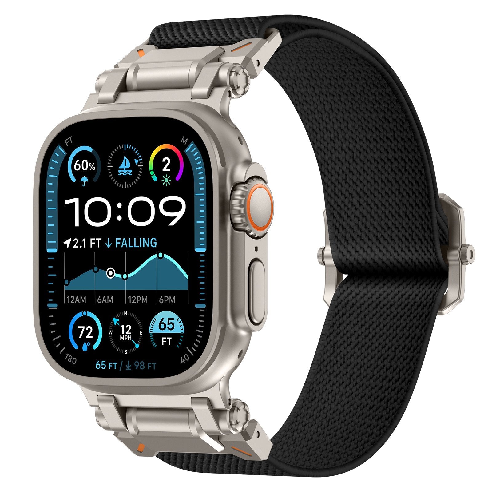 Apple Watch Ultra Polyester Explorer Strap (Black with Titanium)