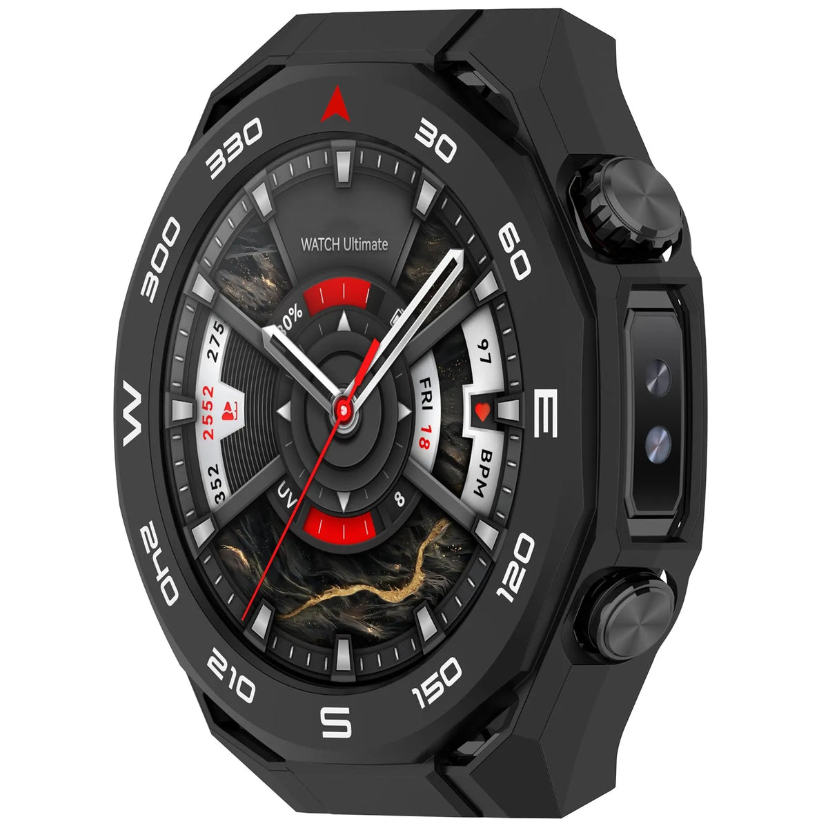 Huawei Watch Ultimate 2 PC case met glas (zwart)