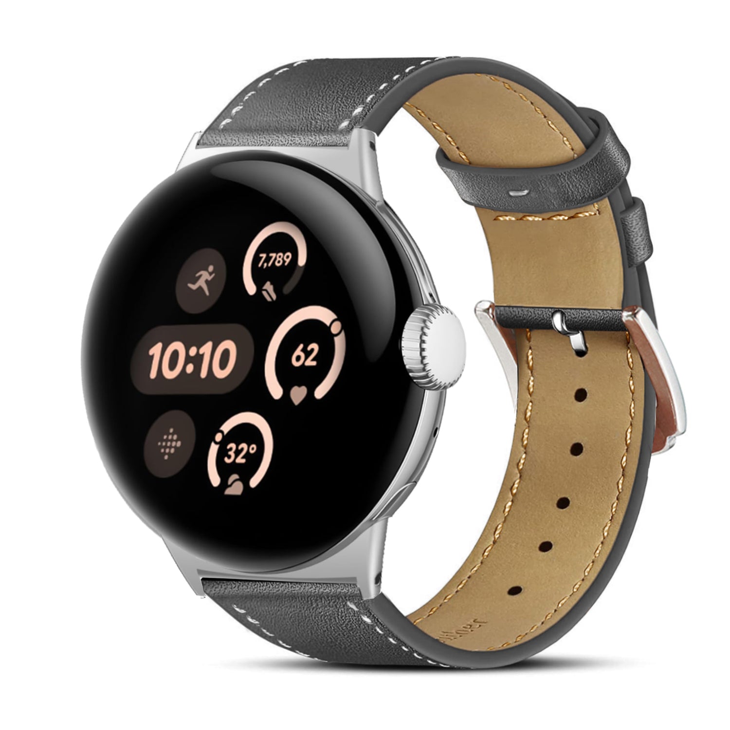 Google Pixel Watch 4 - 45mm modern leren band (zwart)