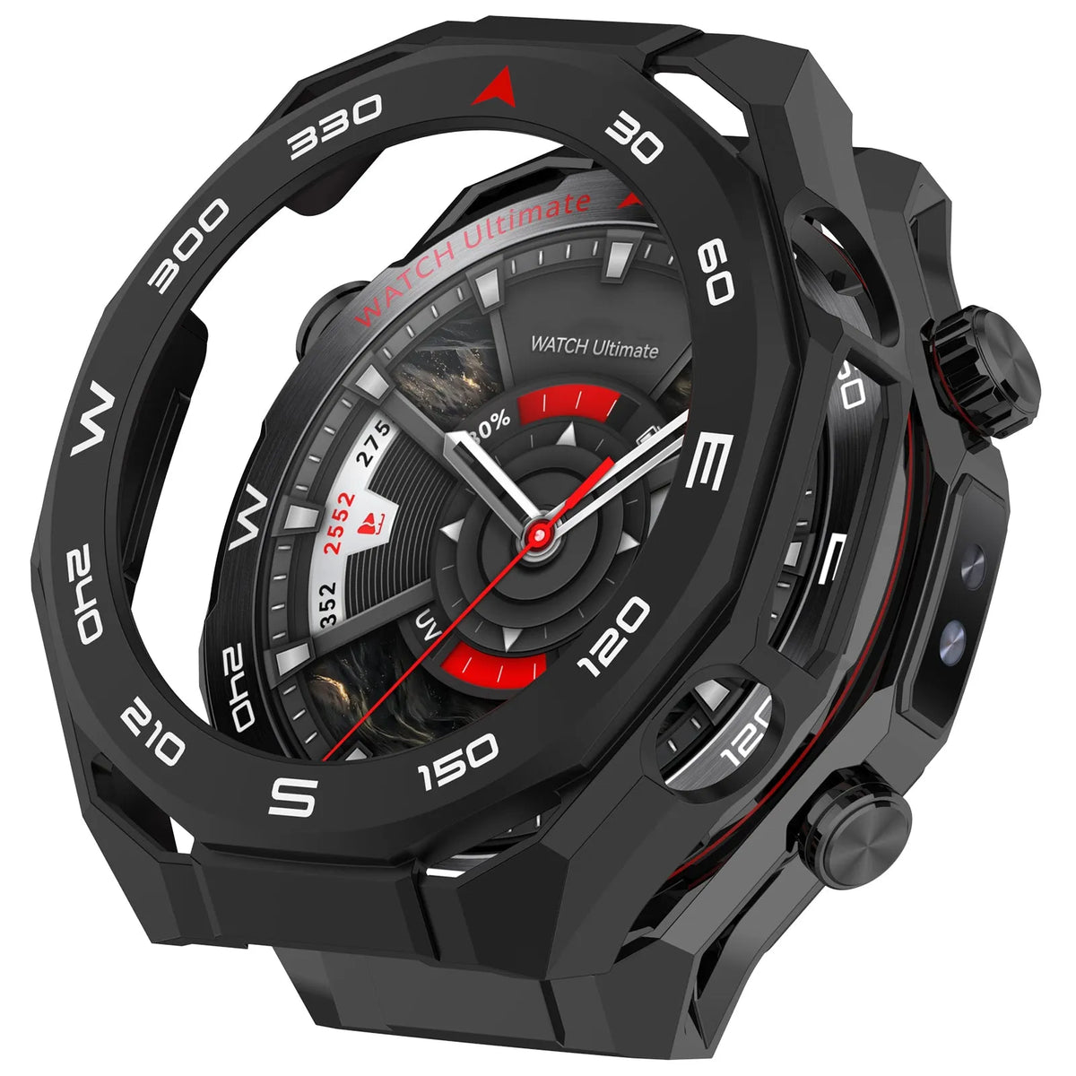 Huawei Watch Ultimate 2 PC case met glas (zwart)
