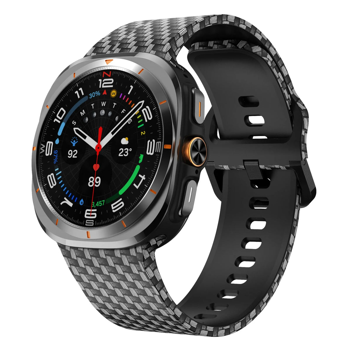 Print Silicone Strap, on a watch, 3/4 front view