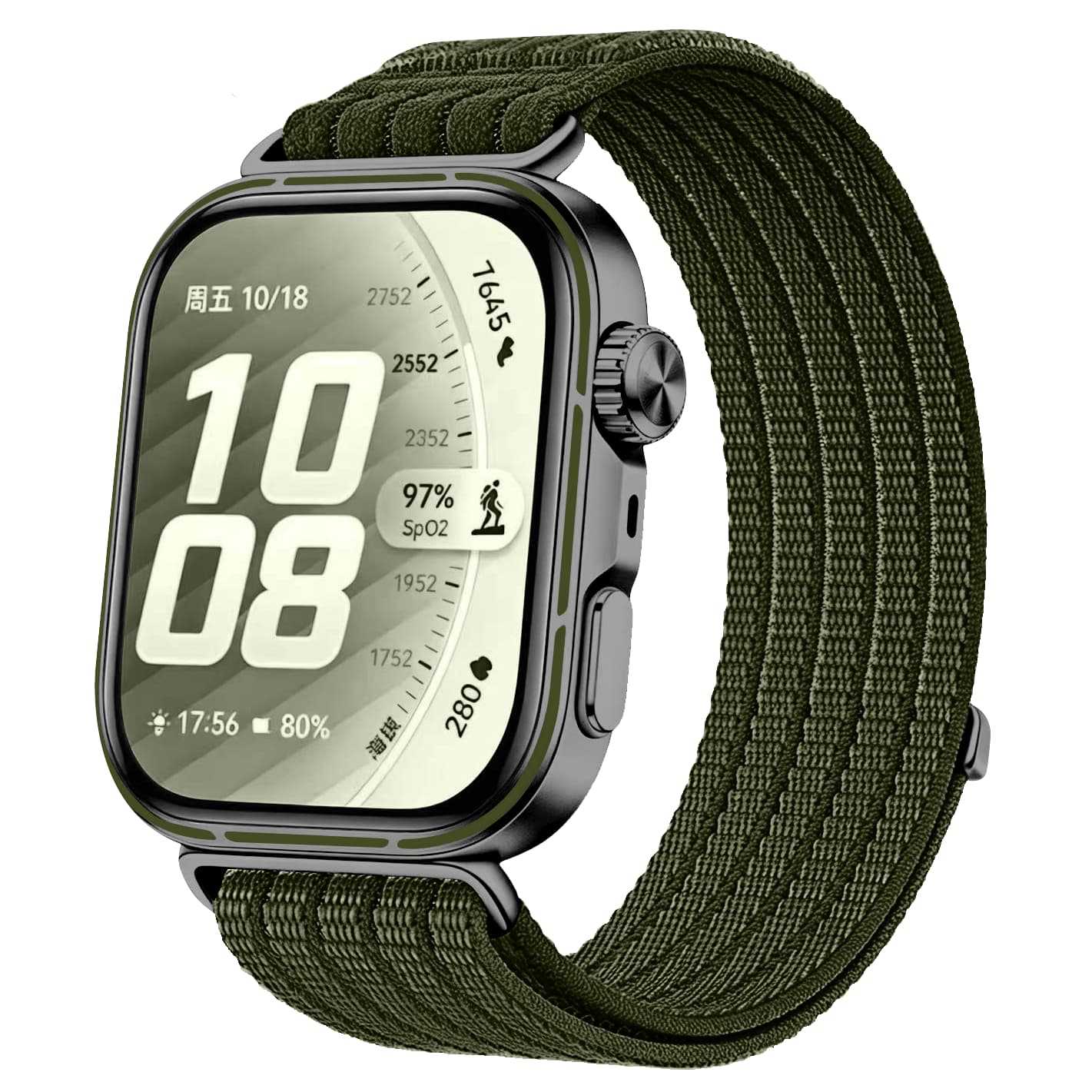 Huawei Watch Fit 5 Pro Ultra Thin Nylon Strap (Dark Green)