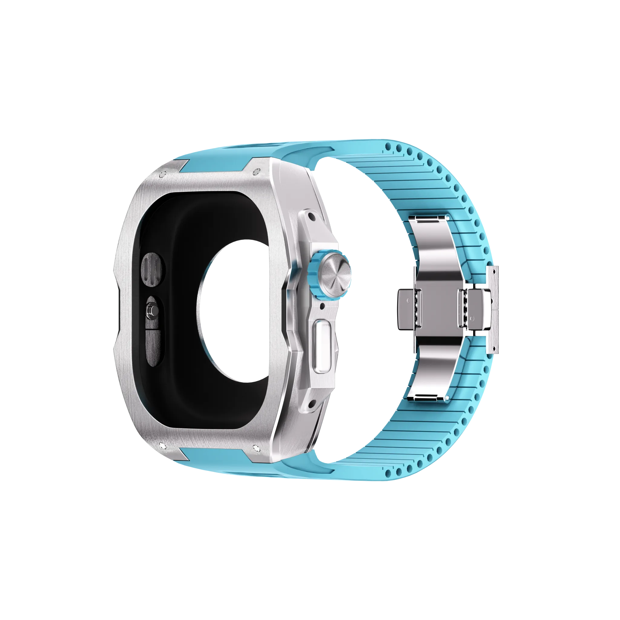 Reqior Apple Watch Ultra case met rubberen band (blauw)