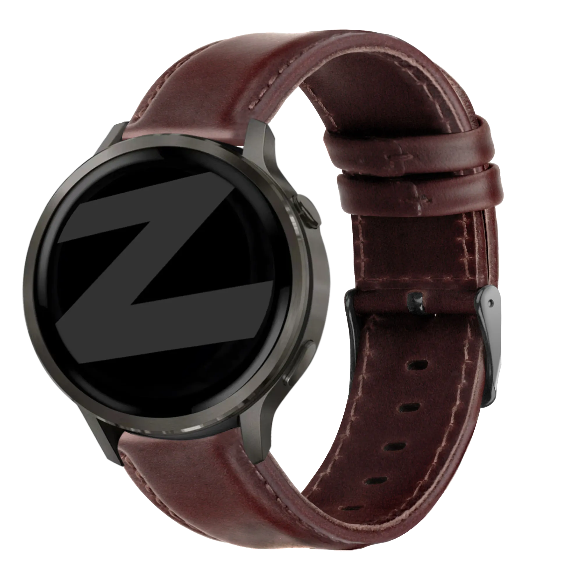 Bandz Garmin Forerunner 570 - 47mm lederen band 'Classic' (donkerbruin)