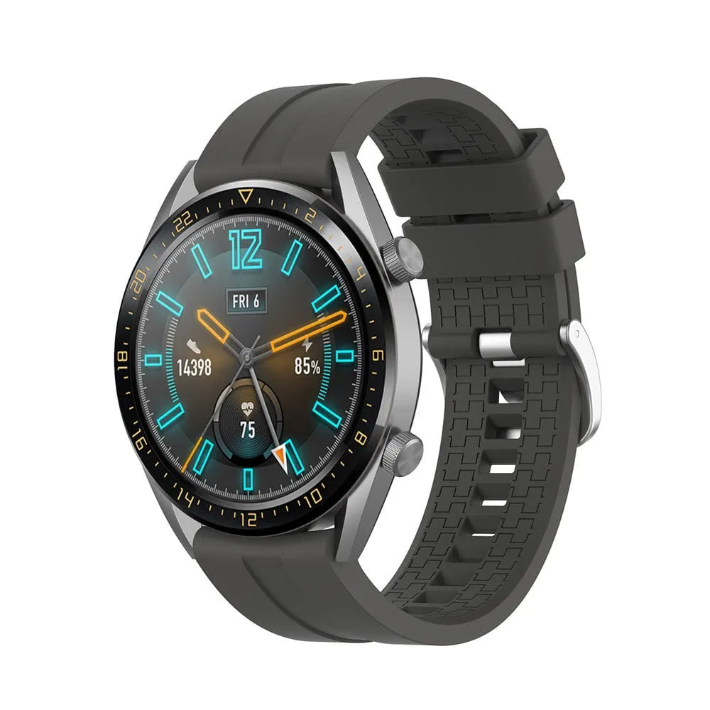 Silicone Strap 'Extreme', dark grey, on a watch, 3/4 front view