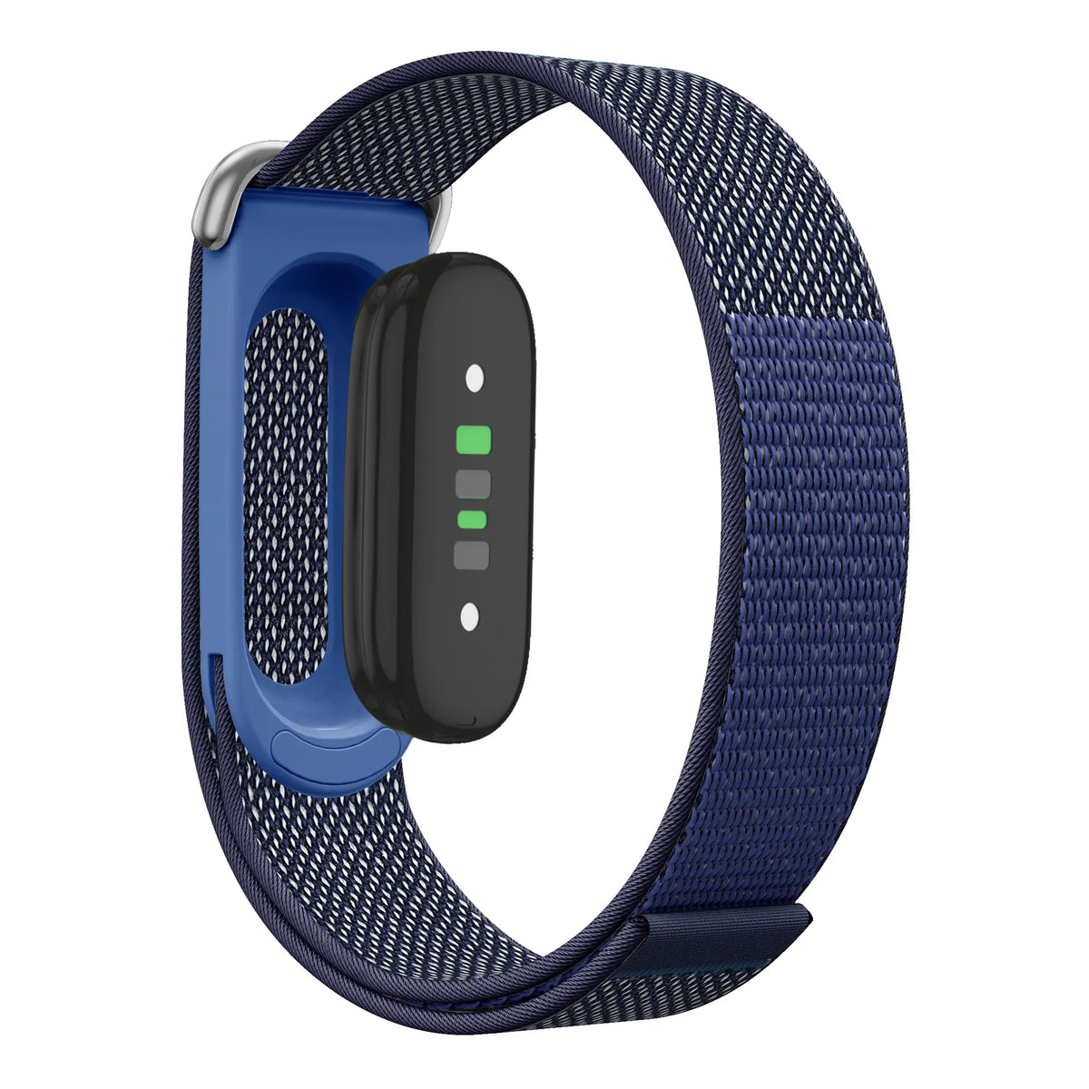 Nylon Strap 'Classic', azure blue, on a watch, 3/4 front view