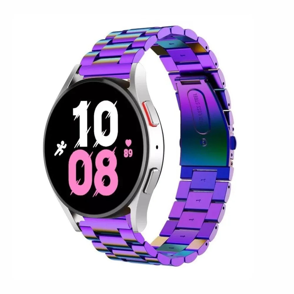 Steel Strap, pearlescent, on a watch, 3/4 front view