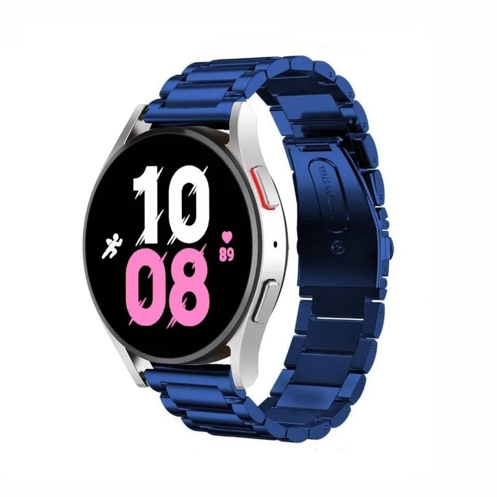 Steel Strap, blue, on a watch, 3/4 front view