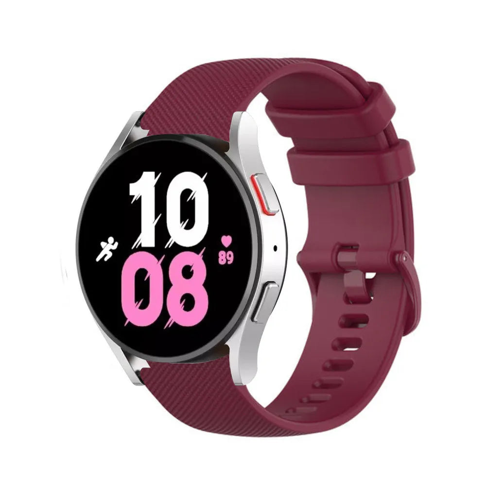 Premium Silicone Strap, dark red, on a watch, 3/4 front view