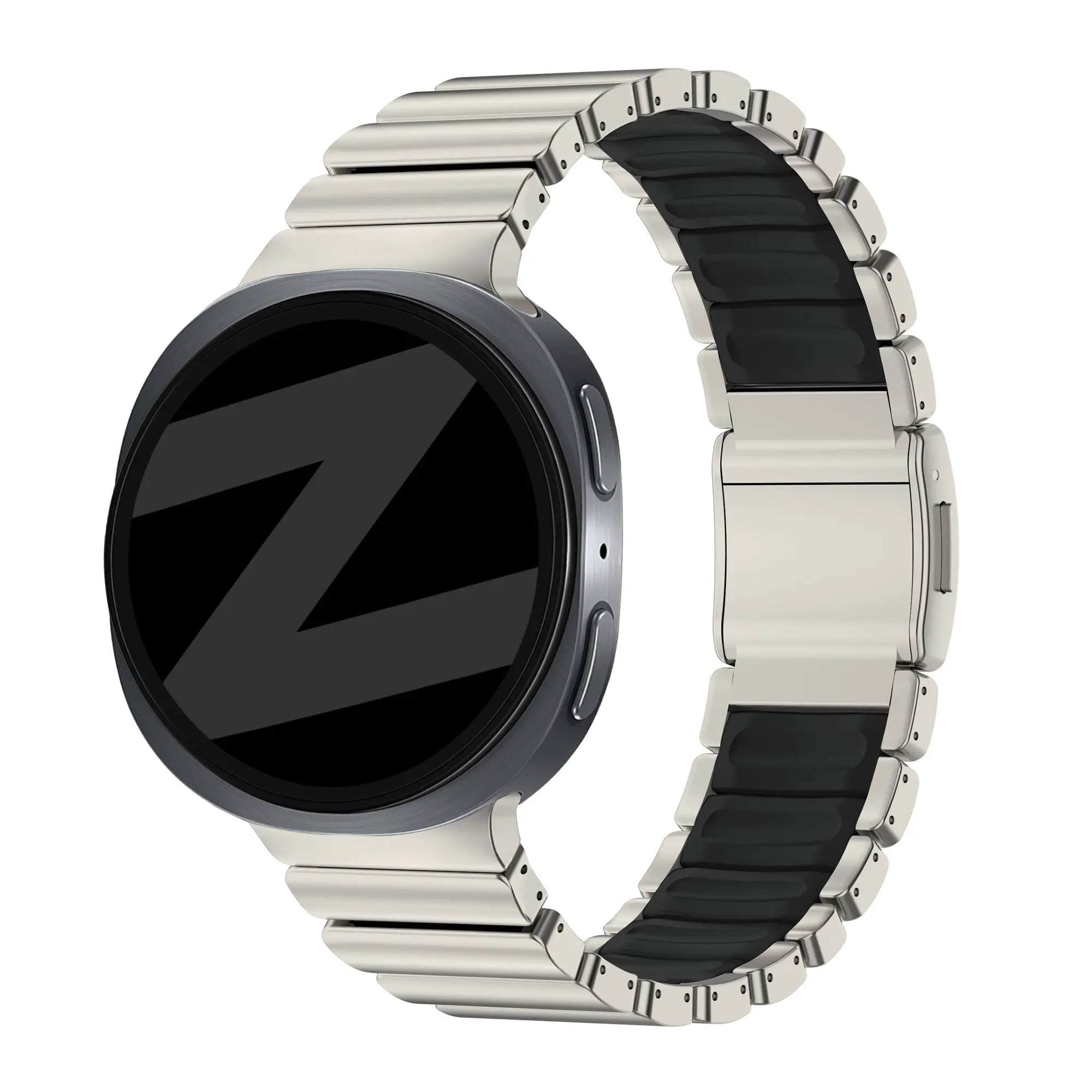 Bandz Samsung Galaxy Watch 9 - 40mm titanium band 'Hybrid' (titanium/zwart)