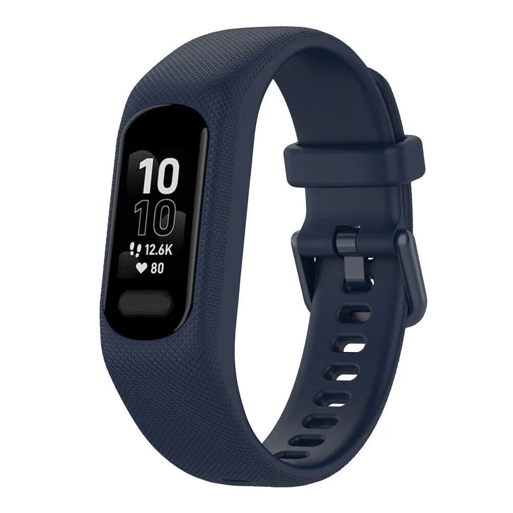 Silicone Strap, dark blue, on a watch, 3/4 front view