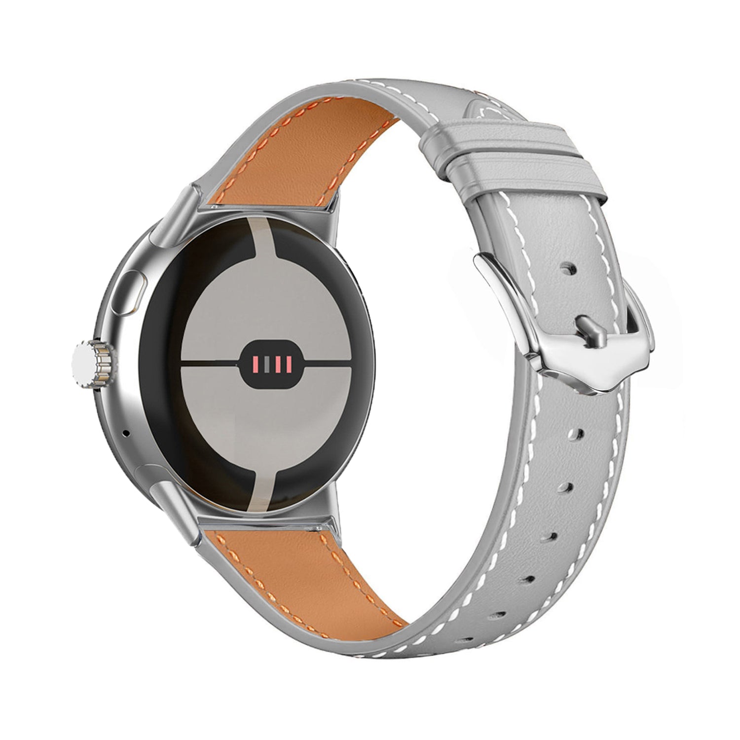 Google Pixel Watch 4 - 45mm modern leren band (grijs)