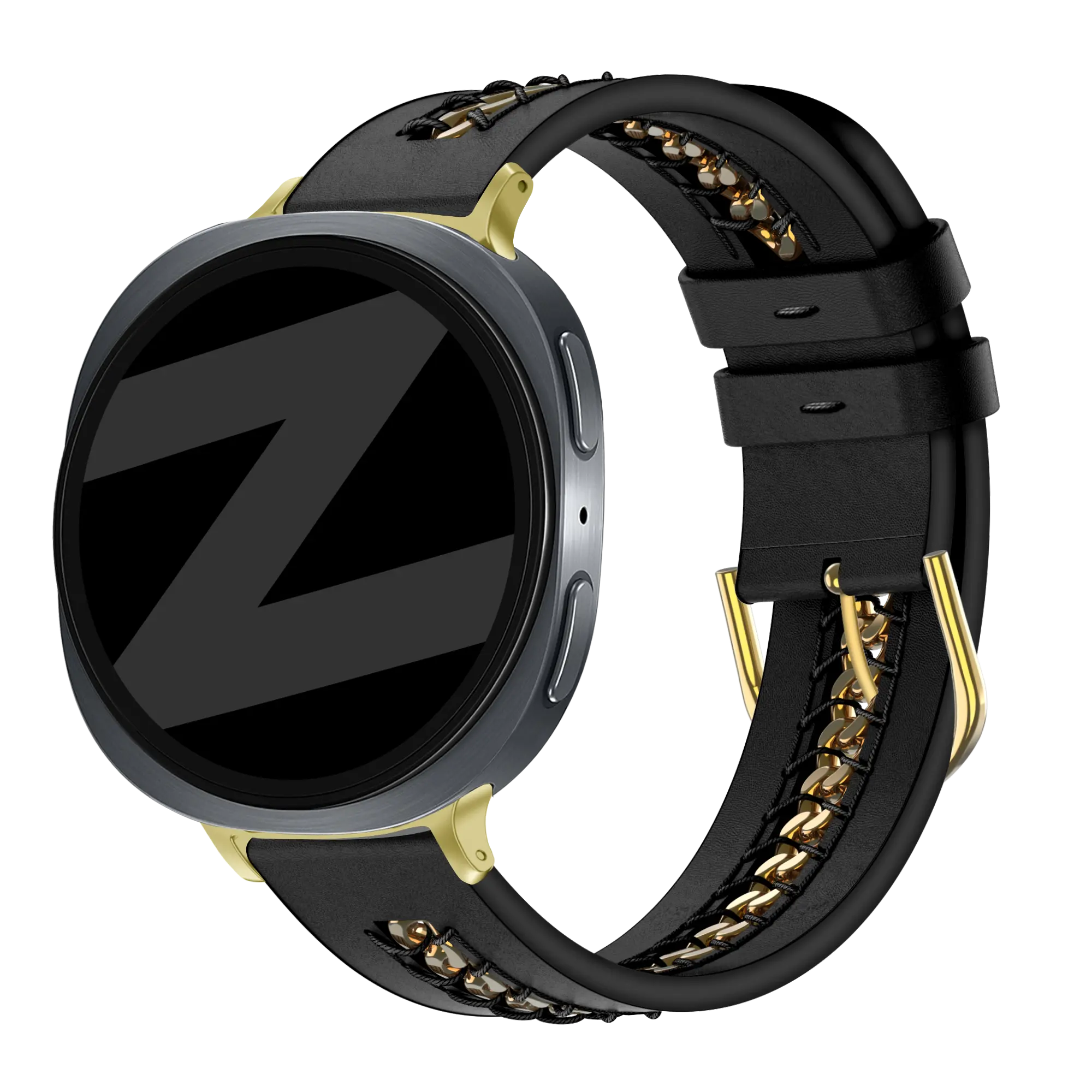 Bandz Samsung Galaxy Watch 9 - 44mm Leather Strap 'Chains' (Black)