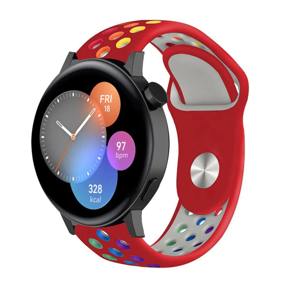 Silicone Sport Strap, on a watch, 3/4 front view