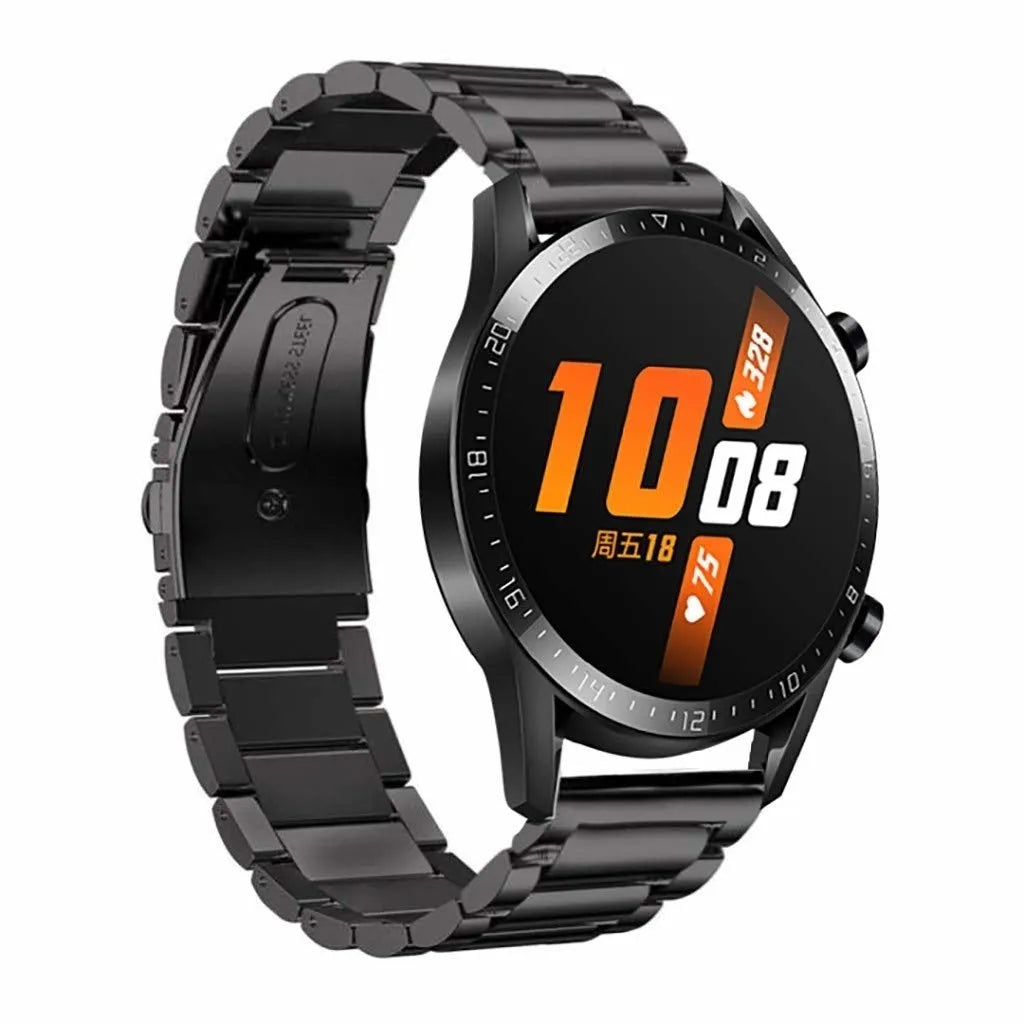 Steel Strap, black, on a watch, 3/4 front view