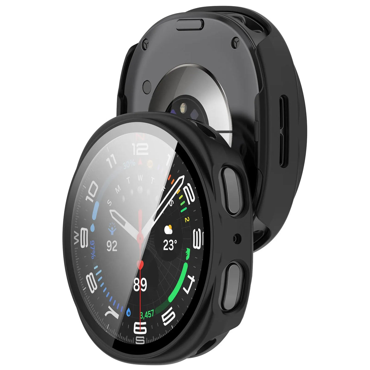 Samsung Galaxy Watch 8 - 40mm / 9 - 40mm hard case met glas (zwart)
