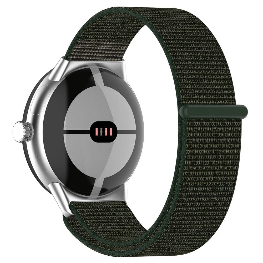 Nylon Strap, green, on a watch, 3/4 front view