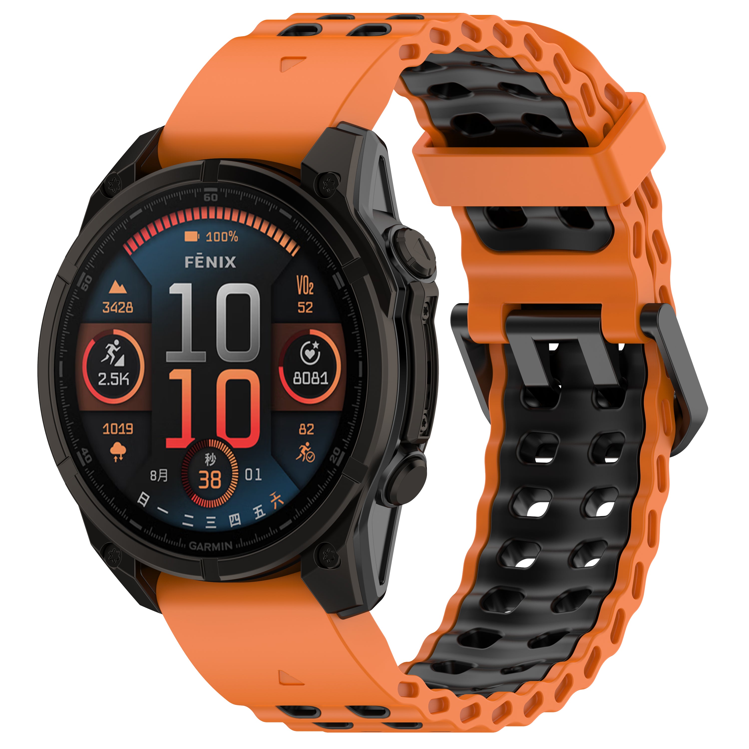 Garmin Fenix 8 Pro - 51mm Wave Sport Strap (Orange/Black)
