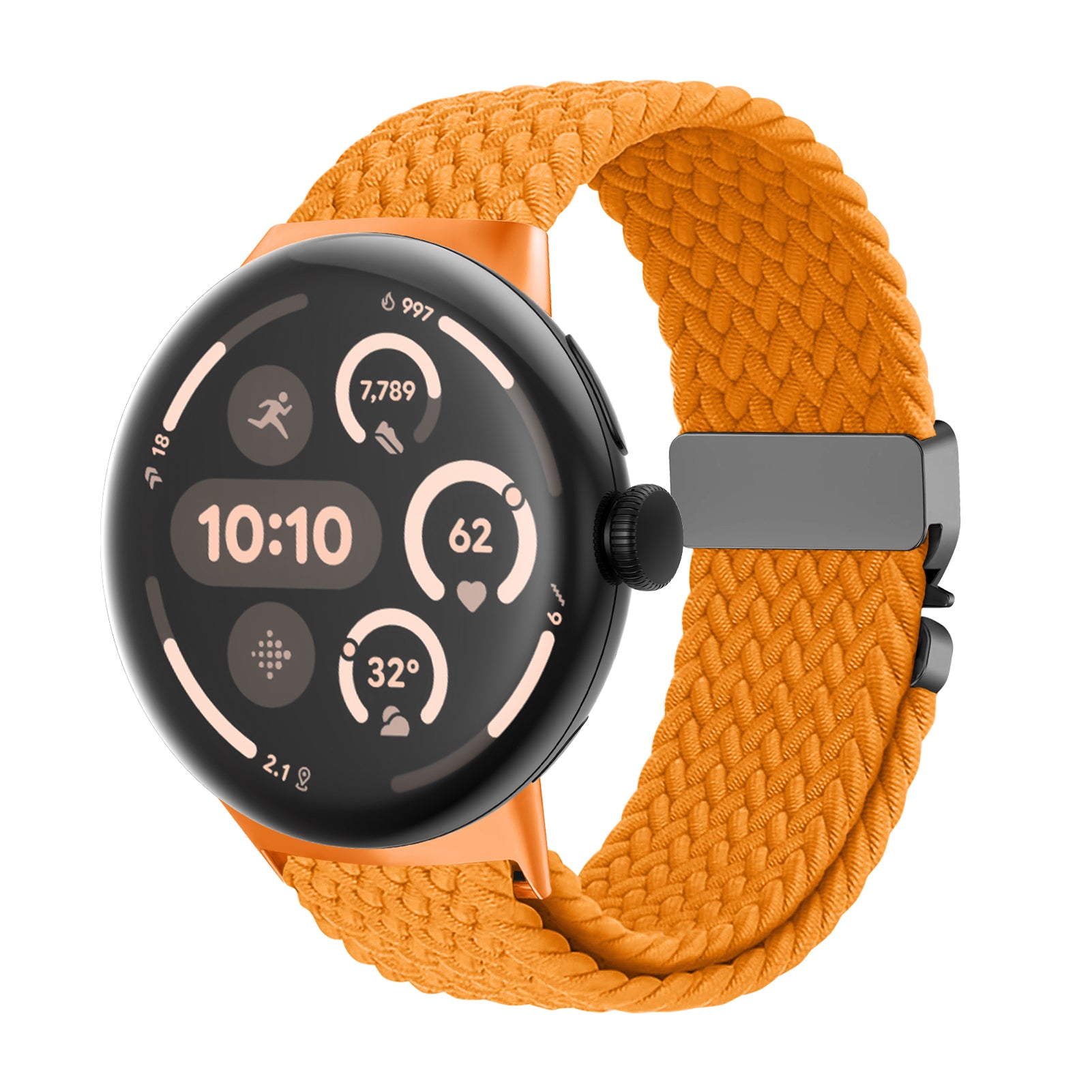 Google Pixel Watch 3 - 45mm gevlochten band met P-buckle (oranje)