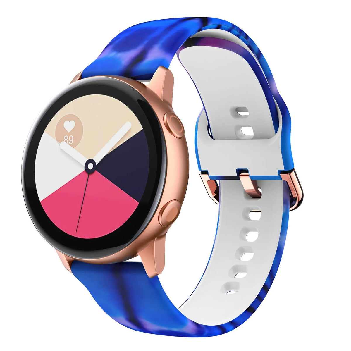 Print Silicone Strap, on a watch, 3/4 front view