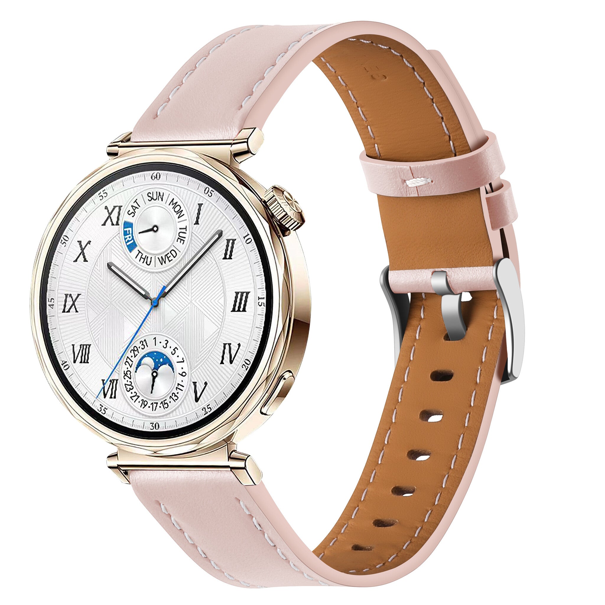 Huawei Watch GT 5 Pro - 42mm 'one push' leren bandje (lichtroze)