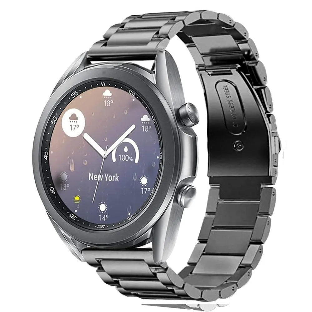 Titanium Strap, graphite, on a watch, 3/4 front view